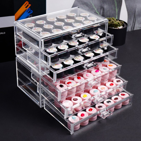 Boîte de rangement à 5 couches pour accessoires de manucure, boîte de rangement pour cosmétiques, organisateur acrylique, présentoir Transparent pour bijoux, boîte à tiroirs en plastique ► Photo 1/6