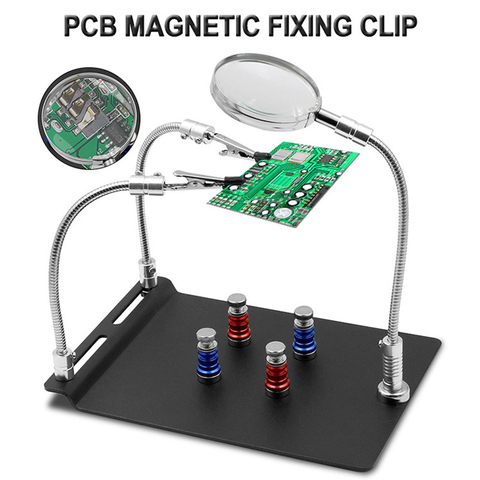 Magnétique universel téléphone PCB IC puce carte mère gabarit support 3X loupe outil de réparation appareil électronique ► Photo 1/6