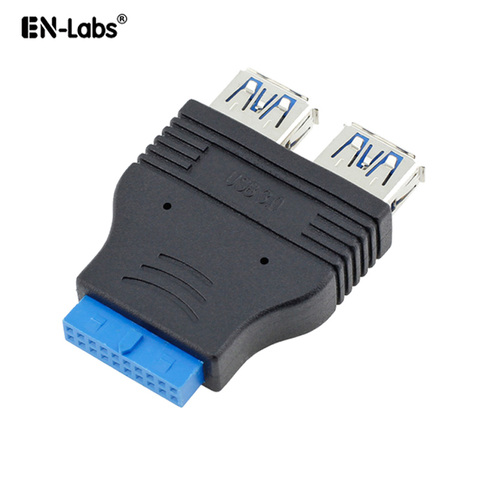 Adaptateur double Port USB 3.0 vers carte mère, 20 broches vers 2 ports USB A femelle ► Photo 1/4