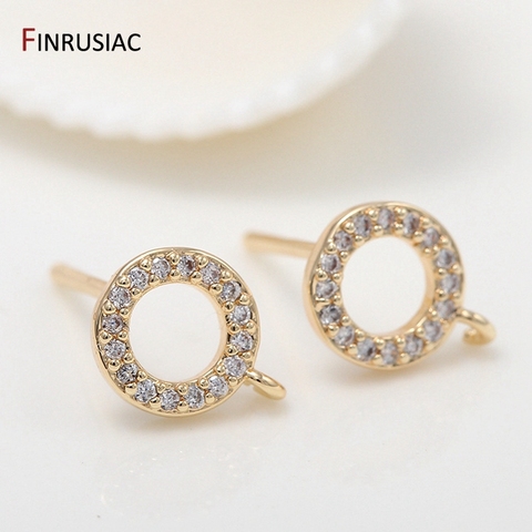 2022 nouvelle boucle d'oreille faisant des fournitures 14k plaqué or rond cercle Zircon boucles d'oreilles crochets boucle d'oreille résultats accessoires bricolage artisanat ► Photo 1/6