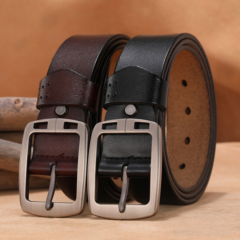 Ceinture en cuir véritable pour hommes, grande taille 130 140 150 160 170cm, sangle de ceinture en cuir véritable pour hommes, boucle ardillon fantaisie Vintage pour Jeans ► Photo 1/6