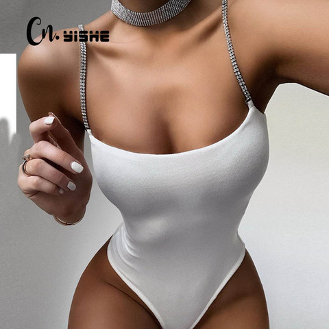 CNYISHE – combinaison d'été pour femmes, barboteuse, mode diamant brillant, bretelles, body femme, Streetwear, basique, solide, 2022 ► Photo 1/6