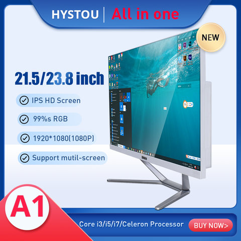 Prix usine HYSTOU monobloc bureau tout en un ordinateur 23.8 pouces moniteur Intel Core i3 i5 i7 processeurs pour bureau de jeu ► Photo 1/6