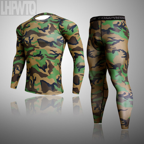 Hommes Combat Camouflage sous-vêtement thermique ensemble longs Johns hiver sous-vêtement thermique couche de Base hommes sport Compression sport ensembles ► Photo 1/6