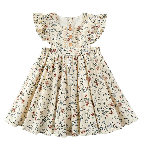 2022 nouveau été filles robe bébé mignon fleur plissé sans manches fête princesse robe enfants enfant en bas âge enfants filles vêtements ► Photo 1/6