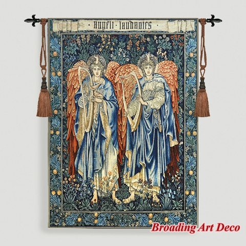 William Morris-tapisserie médiévale Angeli Laudantes, tissage Jacquard, Gobelin en coton, pour décoration d'intérieur, 100% ► Photo 1/6