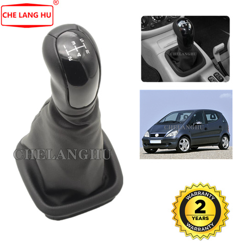 Bouton de vitesse levier de vitesse | Pour Mercedes Benz classe a-w168 1997 1998 1999 2000 2001 2002 2003 manuel 5 vitesse, niveau botte en cuir ► Photo 1/6