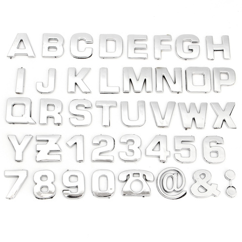 40 pièces 3D bricolage Chrome ABS Alphabet lettre numéro symbole voiture décalcomanie autocollants universels pour Honda/VW/Toyota/Skoda/Ford/Peugeot ► Photo 1/6