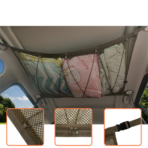 Portable voiture plafond filet de rangement poche toit intérieur Cargo filet sac voiture coffre pochette de rangement articles divers organisateur de stockage ► Photo 1/6