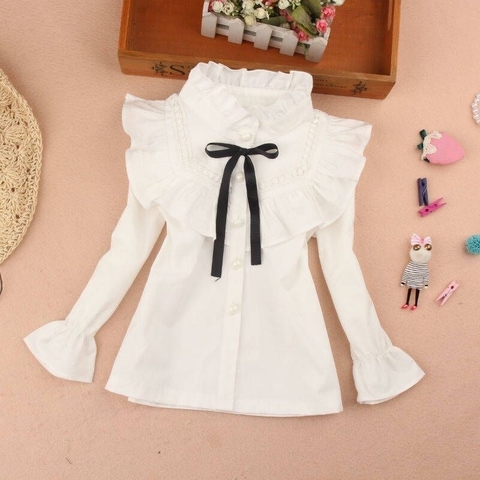 Chemise en dentelle blanche pour enfants, vêtements en coton pour écolières de 3-12 ans, nouvelle collection ► Photo 1/6