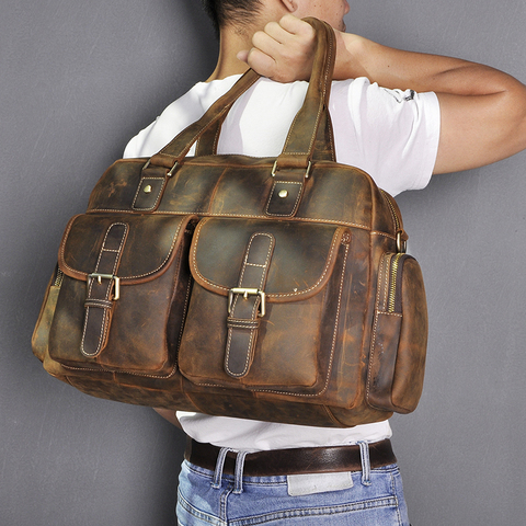 Crazy Horse-sac messager en cuir tendance, Design masculin, fourre-tout pour ordinateur portable, 061 ► Photo 1/6