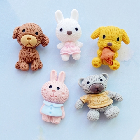 20 pièces mixte Mini mignon dessin animé animaux dos plat résine Cabochons Scrapbooking bijoux à bricoler soi-même artisanat décoration accessoire H340 ► Photo 1/6