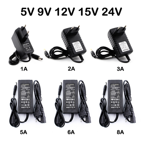 5V 9V 12V 15V 24V 1A 2A 3A 4A 5A 6A 8A 10A ALIMENTATION LED AC DC ADAPTATEUR 5V 9V 12V 15V 24V Led Transformateur 220V CONVERTISSEUR smps ► Photo 1/6