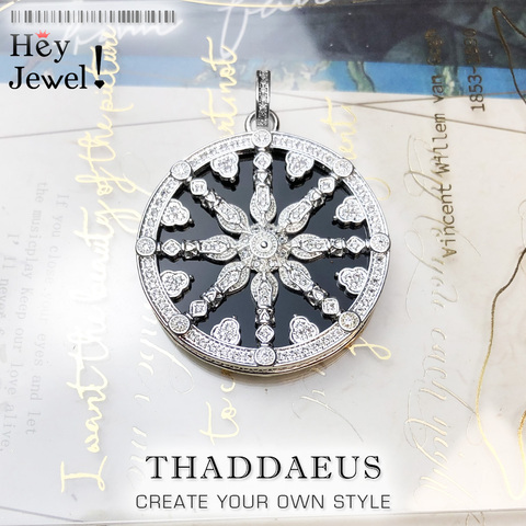 Pendentif roue de cristal noire, Bijoux Karma 2022 en argent Sterling 925, tout nouveau, tendance Europe, cadeau pour femmes et hommes ► Photo 1/6