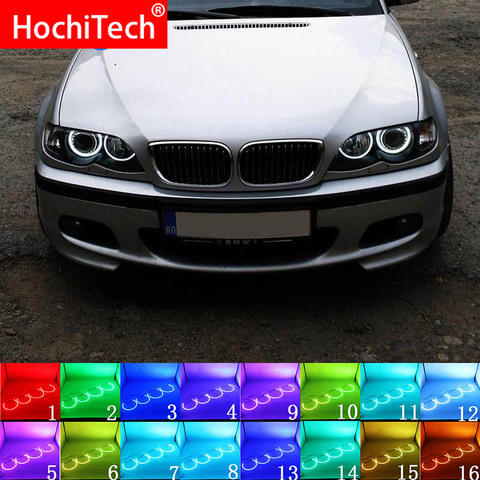 Pour BMW 3 5 7 E36 E38 E39 E46 projecteur Phare D'accessoires multicolore RVB LED Yeux D'ange Halo Anneau DRL Télécommande RF ► Photo 1/6