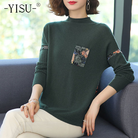 YISU – pull à col roulé pour femme, hauts à manches longues, avec poche, chaud, à la mode, tricoté, hiver ► Photo 1/6