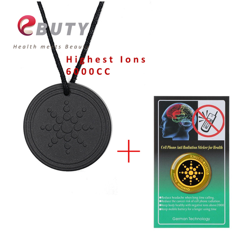 EBUTY – pendentif 6000cc en pierre volcanique, bijoux de santé, rond en or, Protection EMF, autocollant de téléphone, cadeau le moins cher ► Photo 1/6