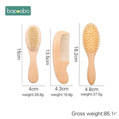 Bébé soins cheveux manche en bois chèvre cheveux brosse bébé brosse à cheveux nouveau-né infantile peigne tête masseur pour bébé douche Pure laine naturelle ► Photo 1/1