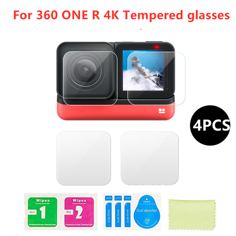 4 pièces Insta360 ONE R Twin édition verres trempés Insta 360 ONE R 4k grand angle caméra Len Film verre Protection accessoires ► Photo 1/6