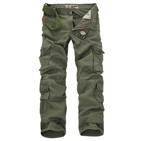 Mode militaire Cargo pantalon hommes ample Baggy tactique pantalon Oustdoor décontracté coton Cargo pantalon hommes Multi poches grande taille ► Photo 1/6