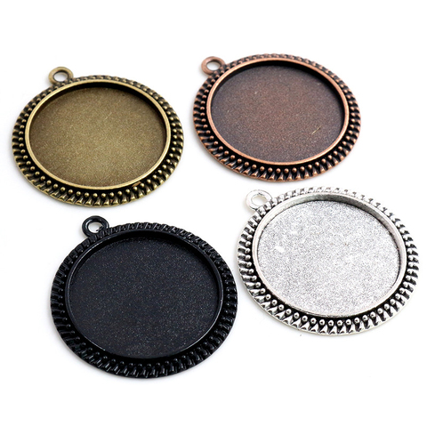 5 pcs/lot 30mm Taille Intérieure 4 Couleurs Plaqué Classique Style Cabochon Base Charmes Pendentif Plateau ► Photo 1/6