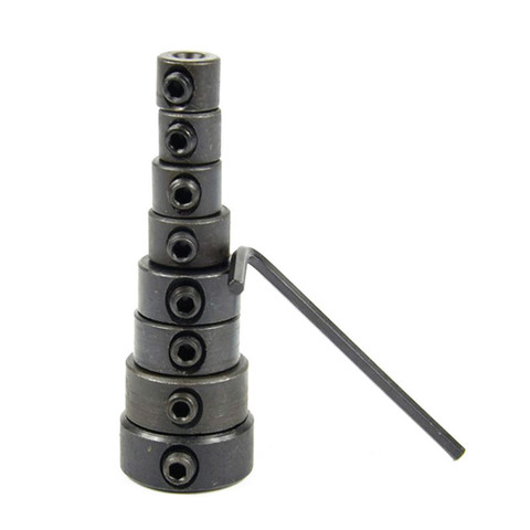 9 pièces nouveau 3-16mm foret à bois localisateur Bit profondeur Stop colliers anneau positionneur perceuse localisateur bois foret avec clé hexagonale ► Photo 1/6