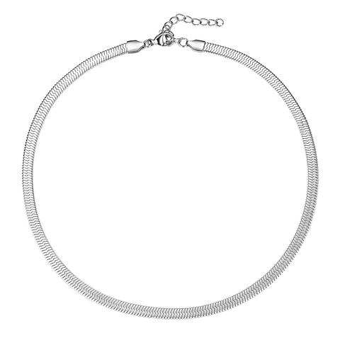 Collier plat en acier inoxydable, 3mm, chaîne serpent Filmy étanche, bijoux cadeaux pour hommes et femmes ► Photo 1/3