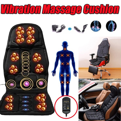 Voiture électrique Massage chaise coussin chauffant vibrant dos masseur chaise coussin maison bureau lombaire soulagement de la douleur avec télécommandes ► Photo 1/1