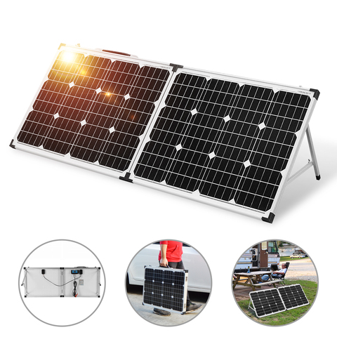 Dokio 18V 100W (2*50W) panneau solaire pliable 12V batterie solaire cellule de Charge ensembles de panneaux solaires avec système solaire de contrôleur 12V/24V ► Photo 1/6