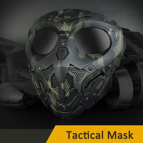 Masque de protection Airsoft d'extérieur, masque complet militaire tactique Paintball, CS chasse tir sport Halloween, masques tête de mort ► Photo 1/6