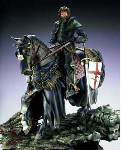 Knight d'officier ancien avec cheval (avec BASE), 75mm, kit de modèles en résine, figurine Miniature gk, non peint, 1/24 ► Photo 1/4