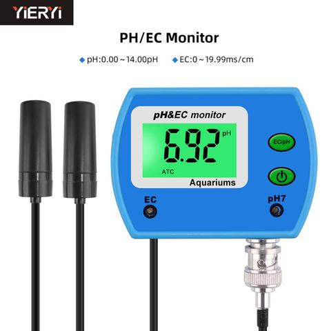 Professionnel 2 en 1 ph-mètre EC mètre pour Aquarium multi-paramètres moniteur de qualité de l'eau en ligne pH / EC moniteur acidomètre ► Photo 1/6