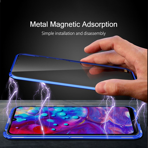 Adsorption magnétique Flip Métal coque de téléphone Pour Oneplus 6 6 T 5 T Aimant verre trempé 360 Pleine Couverture D'une Plus 6 6 T 5 T Capa Fundas ► Photo 1/6