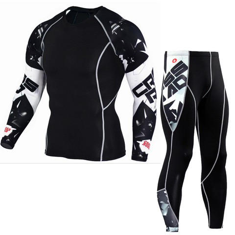 Ensemble veste et pantalon de Moto pour hommes, T-Shirt à manches longues + pantalon, Sport, course à pied, séchage rapide, Compression, combinaison ► Photo 1/6