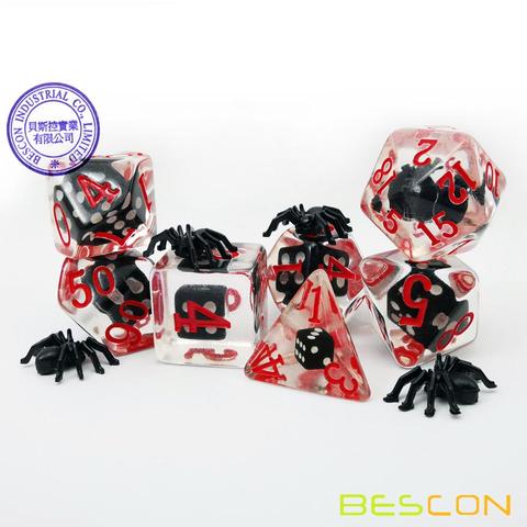 Bescon-jeu de 7 dés polyèdres, nouveauté, jeu de 7 dés araignées noires, pour RPG ► Photo 1/6