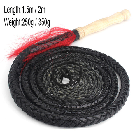 Fouets en cuir pour Wushu Kungfu, pour Fitness, pour Shaolin, 1.5m/2m ► Photo 1/6