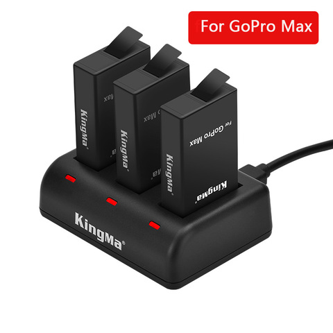Nouveau intelligent pour GoPro Max batterie 3 fente chargeur + 1400mAh lithium ion batterie pour 360 panoramique Go Pro Max caméra ► Photo 1/6