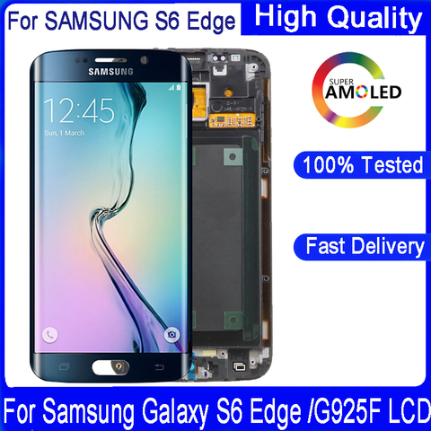 Ensemble écran tactile LCD SUPER AMOLED avec châssis, 5.1 pouces, pour Samsung Galaxy S6 Edge G925 G925F, Original ► Photo 1/6