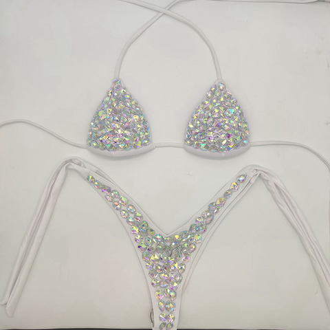 Maillot de bain avec strass et pierres scintillantes, bikini, ensemble deux pièces, pour les vacances, sexy, pour les femmes, vêtements de plage, nouvelle collection 2022 ► Photo 1/6