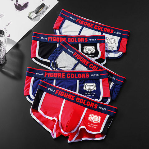 Boxer de sport homme, pantalon confortable, sous-vêtements masculins et sexy, couleurs de figures 4 pièces/lor, boxeurs étudiants sexy ► Photo 1/6