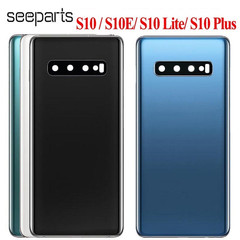 Coque arrière en verre de remplacement pour Samsung Galaxy S10, S10e, S10 Plus, S10 Lite, couvercle de batterie, étui de porte arrière, objectif de caméra + cadre ► Photo 1/2