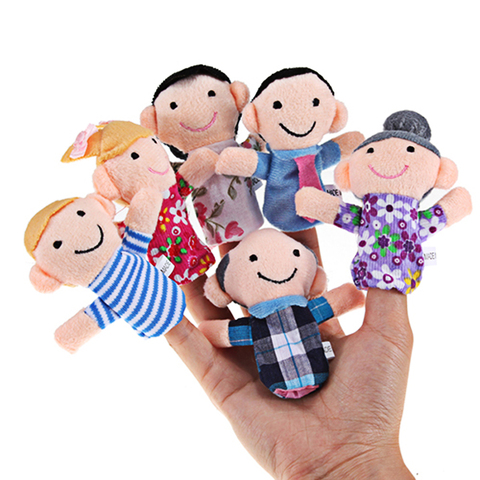 6 pièces/lot famille doigt marionnettes ensemble Mini peluche bébé jouet garçons filles doigt marionnettes histoire éducative main marionnette tissu poupée jouets ► Photo 1/6