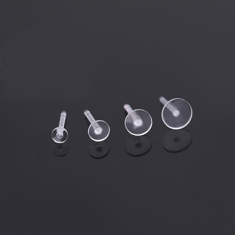 100 pièces Transparent boucles d'oreilles goujon paramètres de Base pour la fabrication de bijoux épingles à oreille en plastique prévenir l'allergie boucles d'oreilles accessoires ► Photo 1/6