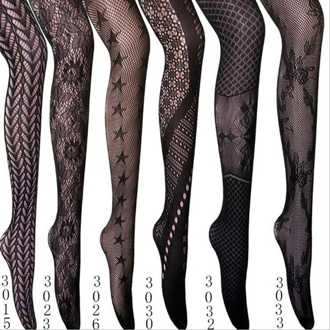 2022 nouveau Multi Type tatouage dentelle résille maille bas femmes fille évider serré mince collants Meias bonneterie ► Photo 1/5