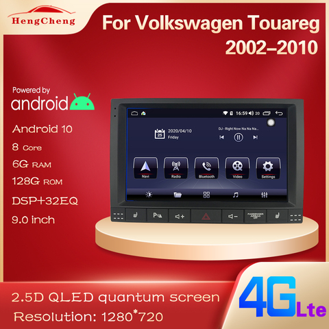 Poste de radio pour voiture, système Android 10, navigation GPS, 4G, lecteur multimédia vidéo, compatible avec Volkswagen Touareg GP (2002 — 2010) ► Photo 1/6