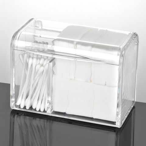 Organisateur de tampons de coton de maquillage anti-poussière, conteneurs de stockage de tampons cosmétiques en acrylique avec couvercle, porte-maquillage Transparent étanche ► Photo 1/6