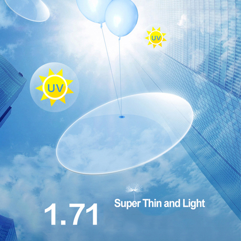 1.71 indice de réfraction Vision unique nombre d'abbe élevé lunettes optiques asphériques lentilles de Prescription anti-rayures et rayonnement ► Photo 1/6