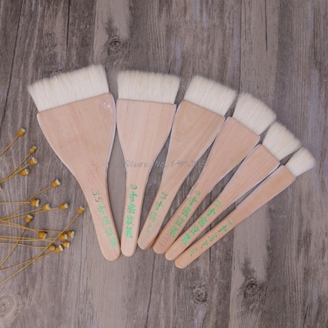 Brosse à peinture à l'huile en bois acrylique avec manche en poils de chèvre, Six tailles, aquarelle, fournitures d'art, vente en gros et livraison directe ► Photo 1/6