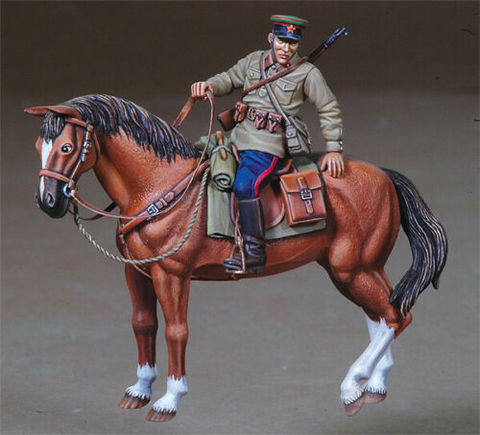 Figurine d'officier antique russe non peinte, 1/35, 1 figurine et 1 cheval, kits miniatures gk en résine, non assemblé ► Photo 1/1