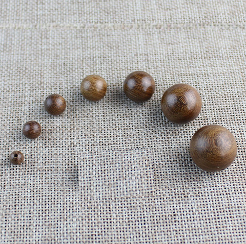 Perles rondes en bois de prière de bouddha, disponibles en 6/8/10/20MM, breloques en bois de santal doré, pour la fabrication de bijoux, DIY ► Photo 1/3